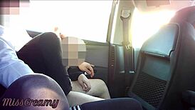 Teacher orgasms from dick flash and fucks in public car