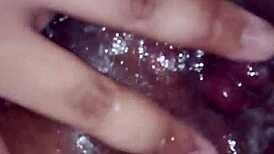 Real Cum Dripping from Ripped Clothes After Anal Masturbation