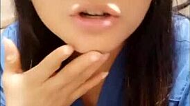 Latina nurse touches her sexy body at home after hospital shift