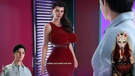 Check out this gamer girl in a see-through bra playing that porn game