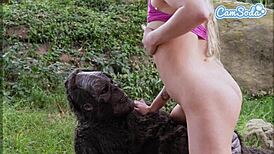 bigfoot petite blonde teen 18+ banged by huge black yeti cock in public