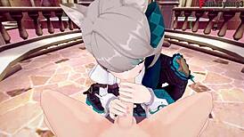 lynette gets naughty with pov blowjob in genshin impact fantasy