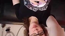 Cute nerd sexts while masturbating in panties, fingering to orgasm.