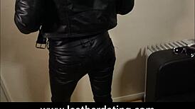 Hairless Rock Chick In Leather Biker Outfit