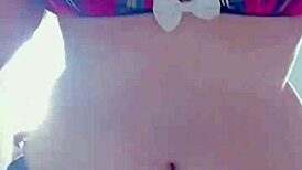 naughty student masturbates and sucks dildo in bathroom