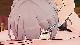 I licked qingque's pussy until she orgasmed in doggy style