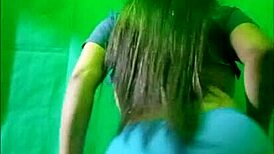 Latina nurse touches her sexy body at home after hospital shift