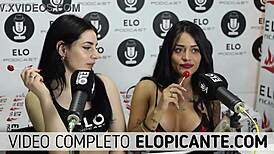 bisexual lesbians kiss and play with cock