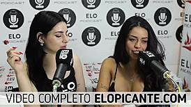 bisexual lesbians kiss and play with cock