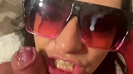 Milfycalla teases in tight shorts for a steamy Latina blowjob compilation.