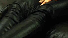 Hairless Rock Chick In Leather Biker Outfit