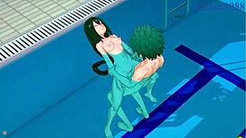 Wow, rumi usagiyama, mirko, tsuyu asui, and izuku midoriya in intense hentai creampie sex!