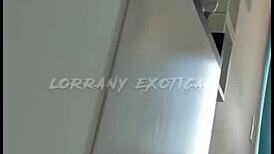 Albina's naughty display with shorts stuffed in her ass, what is she up to?