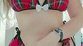 naughty student masturbates and sucks dildo in bathroom