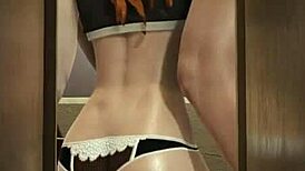 Aloy endures intense threesome deepthroat and doggystyle action