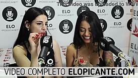 bisexual lesbians kiss and play with cock