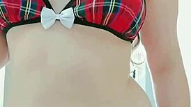 naughty student masturbates and sucks dildo in bathroom