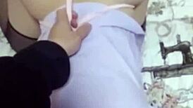 This sexy asian babe in black stockings looks so tempting.