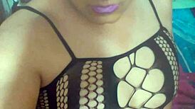 Sexy latina shemale shows big ass!