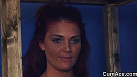 spicy kitten takes a sticky load on her face, swallowing every drop.