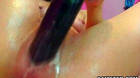 Latin babe squirts from anal beads and dildos on webcam