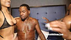 Wild Threesome With Rome Major, BBC, Big Tit Phat Booty Ebony Mystique Anal Amari Gold!