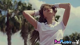 European Brunette Teen Kate Chromia Poses With Small Tits On Tennis Court