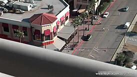 two pretty honeys get naked in public outdoor striptease