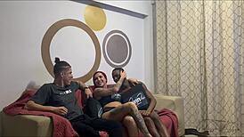 My stepson brought a friend for wild double penetration action