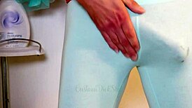 Dude Teases Hard Cock In Leggings While Flashing Pre-Cum