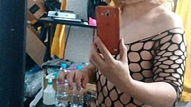 Sexy latina shemale shows big ass!