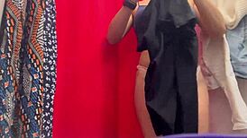 Hidden Camera In Dressing Room Catches Mature Woman With Big Nipples