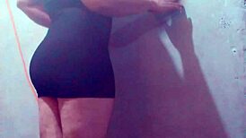 Sexy latina shemale shows big ass!