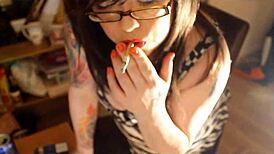 british bbw tina snua, you smoking two cigarettes in glasses?