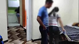 Wife Cleans While Neighbor Fucks