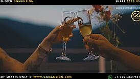 Kneeling in four and fingering each other intensely at ggmansion.