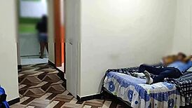 Wife Cleans While Neighbor Fucks