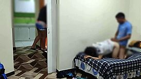 Wife Cleans While Neighbor Fucks