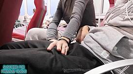 A quickie creampie in front of the window