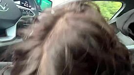 Dirty talking amateur gives big cock a fast and furious handjob on the public road