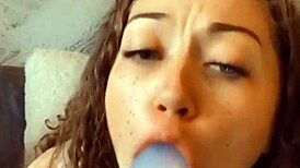 miss daisy mae sucks dildo and plays with wet pussy with syren friend