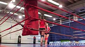 Euro Dykes Wrestle Hard and Lick Pussy on the Floor in Fierce Fight