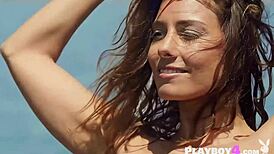 watch this sexy brunette milf dancing and ripping her clothes outdoor, babe?