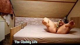 oiled wife with big ass squirts during wet masturbation