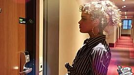 Lady Snow's room service request turns into a wild ass licking session with intense squirting.