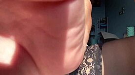 Just slipping a big black eggplant into my hairy anal, stretching it wide in stockings