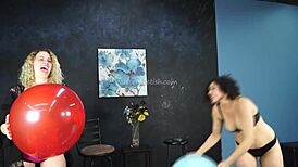 I share my behind-the-scenes moments with a fetish model blowing up balloons