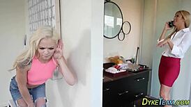 a teen lesbian dominatrix straps on and fucks her bound milf partner with rimjob action