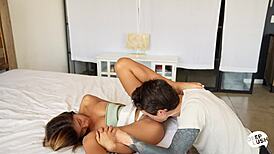 Tiny Clara Trinity Deepthroats and Gets Creampie with Intense Orgasms