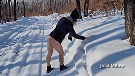 winter naked wife flaunts shaved pussy in wild outdoor public stories